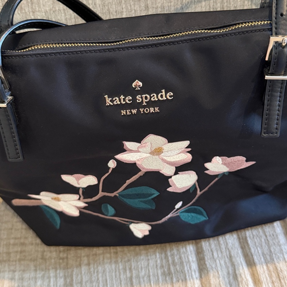 Kate Spade Black Tote with Floral Embroidery - Picture 2 of 12